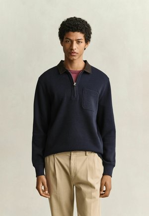 GANT, GANT HALF ZIP RUGGER - Strickpullover - evening blue