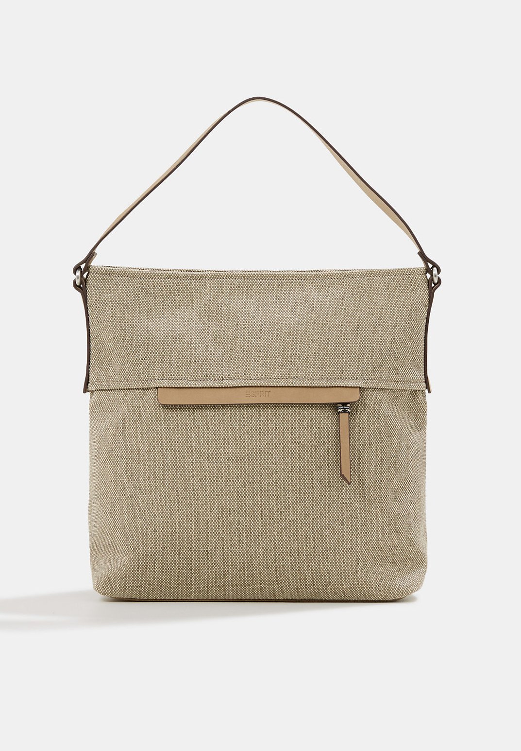 Esprit HOBO BAG AUS CANVAS Handväska khaki beige Esprit CARA SHOULDBAG Axelremsväska khaki beige Zalando.se