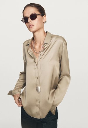 Massimo Dutti FLOWING SATIN LONG SLEEVE - Hemdbluse - beige