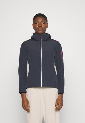 WOMAN JACKET ZIP HOOD - Softshellová bunda - titanio/fucsia