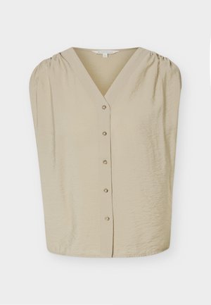 TOM TAILOR, BLOUSE WITH GATHERING - Μπλούζα - silver-coloured olive
