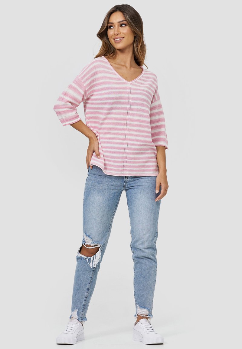 Damen Strickjacken | Broadway NYC Fashion BELLINA Strickpullover pink light snow striped/pink - QK77256 Damen Strickjacken | Broadway NYC Fashion BELLINA Strickpullover pink light snow striped/pink - QK77256
