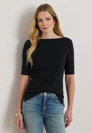 Lauren Ralph Lauren Petite STRETCH COTTON BOATNECK TEE - T-shirts basic - black