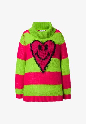 Angel of Style, WITH BLOCK STRIPES AND HEART SMILEY - Striktrøje - neon berry
