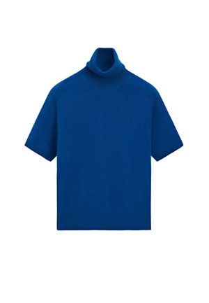 Massimo Dutti, SHORT SLEEVE TURTLENECK KNIT SWEATER - Jednoduché tričko - dark blue