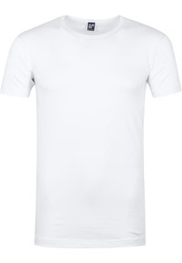 Witte t-shirt met korte mouwen en een ronde hals. Gemaakt van katoen, heeft een gladde textuur. Het label zegt "ALAN RED." Eenvoudig ontwerp, zonder patronen.