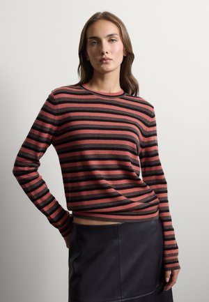 Stefanel, STRIPED CREW-NECK JUMPER. - Strickpullover - brown red