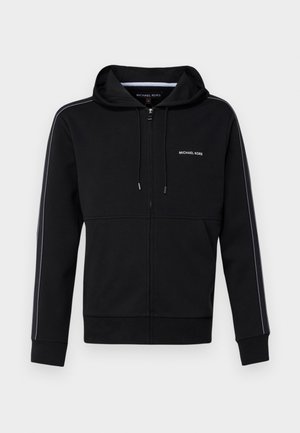 Michael Kors LOGO TAPE HOOD - Bluză de molton cu fermoar - black