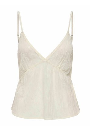 Kremfarget blonde-camisole med justerbare tynne skulderstropper og lett utsving nederst.