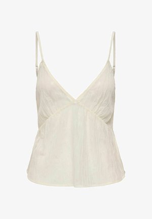 Kremfarget blonde-camisole med justerbare tynne skulderstropper og lett utsving nederst.