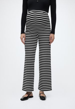 STRIPED WIDE LEG - Broek - black