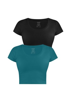 2 PACK  - T-Shirt basic - petrol schwarz