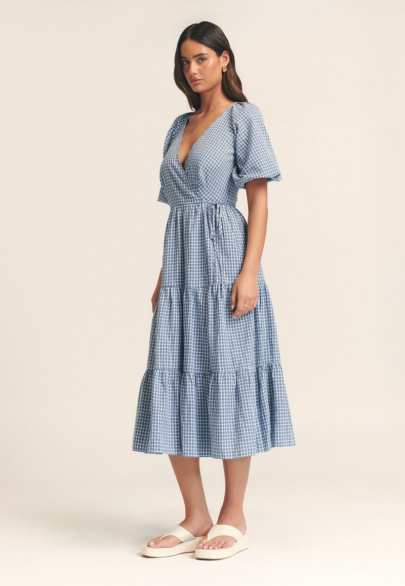 blue fitted maxi dress Lindy Blue Fitted Open Back Maxi Dress with Versatile Neckline main image 0