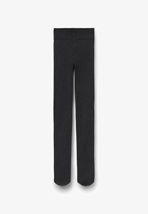 Leggings gris foncé longueur totale avec une large ceinture élastique, présentés à plat sur un fond blanc.