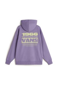 Felpa con cappuccio viola caratterizzata da un grande testo giallo sulla schiena con "1966" e "VANS". Realizzata in tessuto morbido, presenta una vestibilità rilassata e polsini a coste.