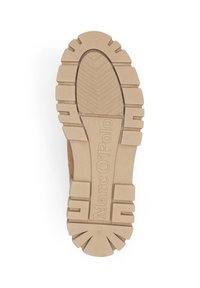Semelle en caoutchouc beige avec un motif de texture, portant l'empreinte "Marc O'Polo" et la taille "37" au bas.