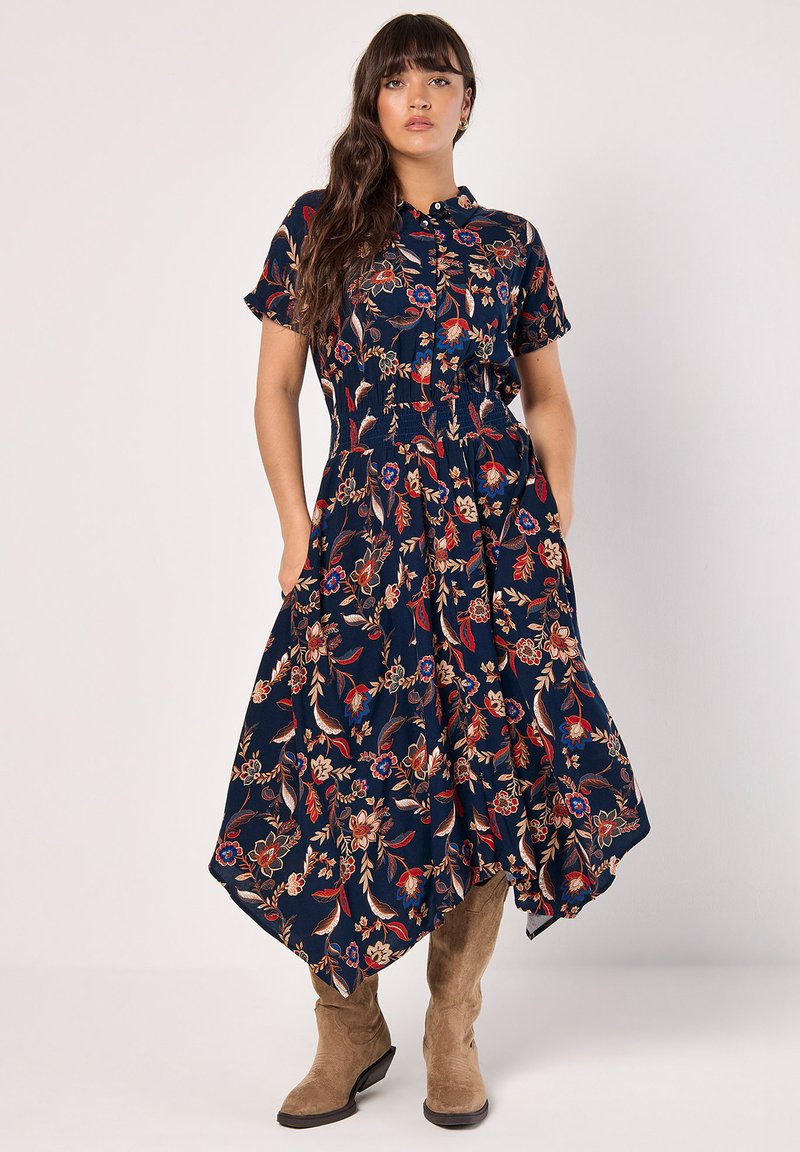 Apricot SARASA FLORAL  - Skjortklänning - navy