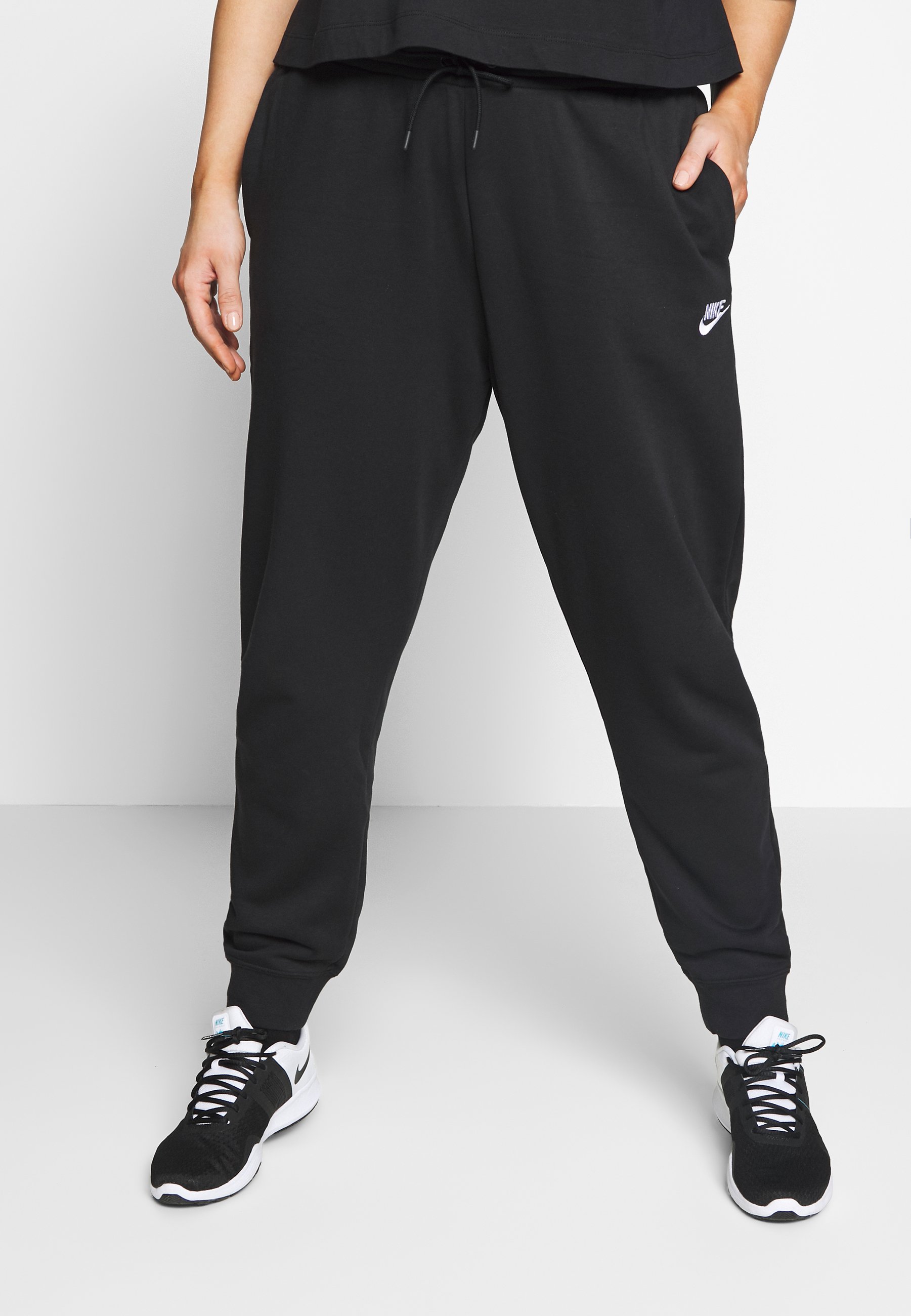 Nike Sportswear W NSW ESSNTL PANT REG FLC PLU - Tracksuit bottoms -  black/(white)/black