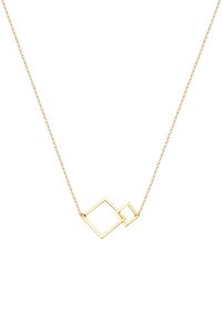 Guldkæde med to overlappende geometriske former: en større firkant og en mindre firkant, begge åbne og uden udsmykning.