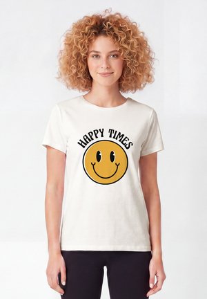 watapparel, HAPPY TIMES SMILEY EMOJI - T-shirt print - off white