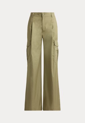 Lauren Ralph Lauren, PLEATED COTTON TWILL WIDE-LEG CARGO PANT - Παντελόνι cargo - light agave