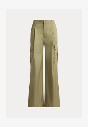 Lauren Ralph Lauren, PLEATED COTTON TWILL WIDE-LEG CARGO PANT - Παντελόνι cargo - light agave