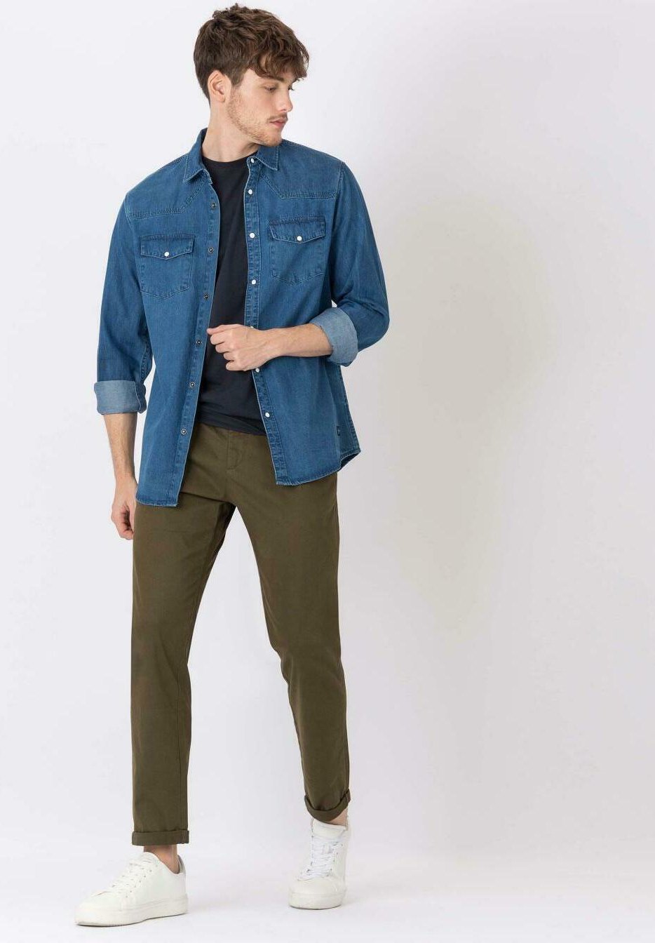 Tiffosi TIFFOSI Pantalones chinos - verde/marrón - Zalando.es