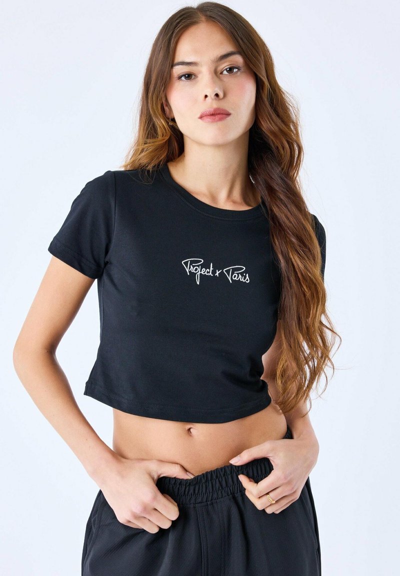 Project X Paris CROP ESSENTIALS - T-shirt imprimé - noir
