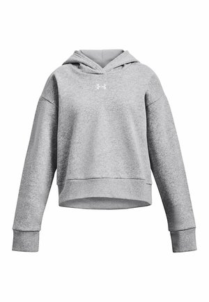 Under Armour RIVAL CROP - Džemperis ar kapuci - mod gray light heather