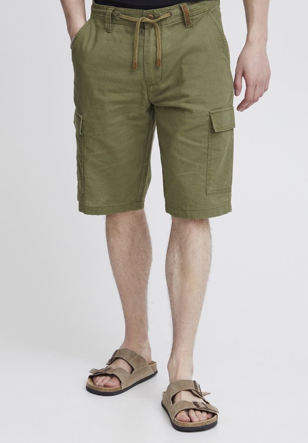 IDMOSATO LINEN MIX - Shorts - dark olive