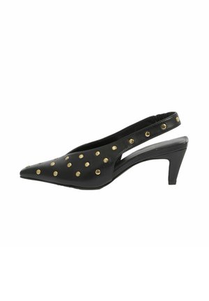 REGULAR FIT - CHISEL TOE SLINGBACK SMART KITTEN HEEL COUR . - Pumps - black leather