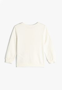 Witte lange mouwen pullover sweatshirt met een ronde hals, ribbelmanchetten en -zoom. Zachte stof met een gladde textuur en geen zichtbare patronen.