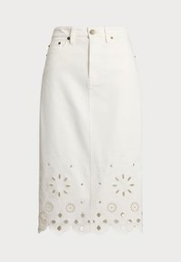 EYELET DENIM MIDI SKIRT - Τζιν φούστα - white wsh