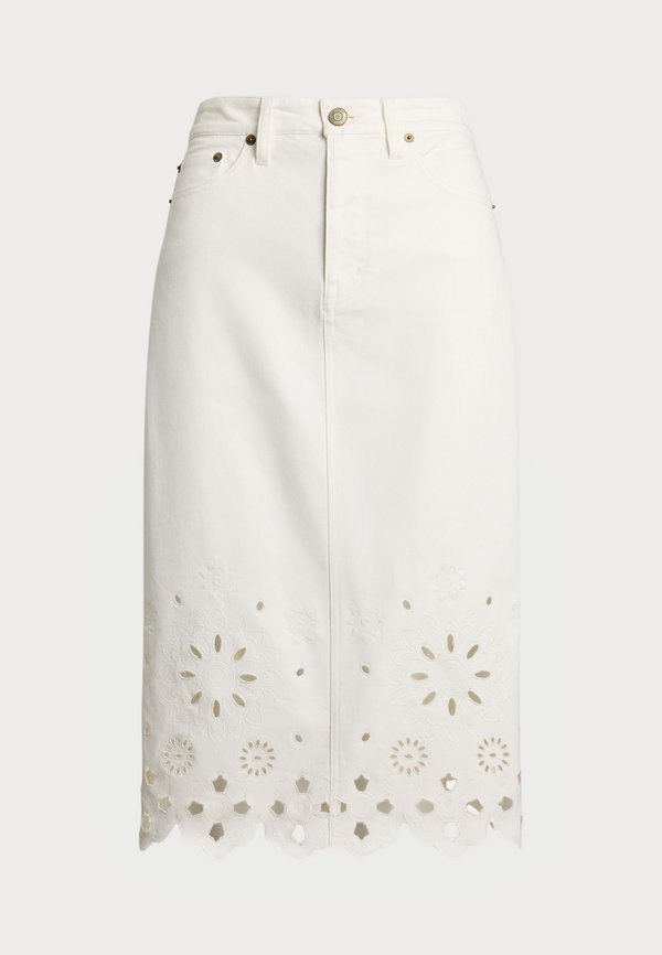 EYELET DENIM MIDI SKIRT - Denim skirt4