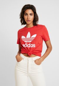 Adidas Originals Trefoil Tee T Shirt Print Lush Red White Rot Zalando De