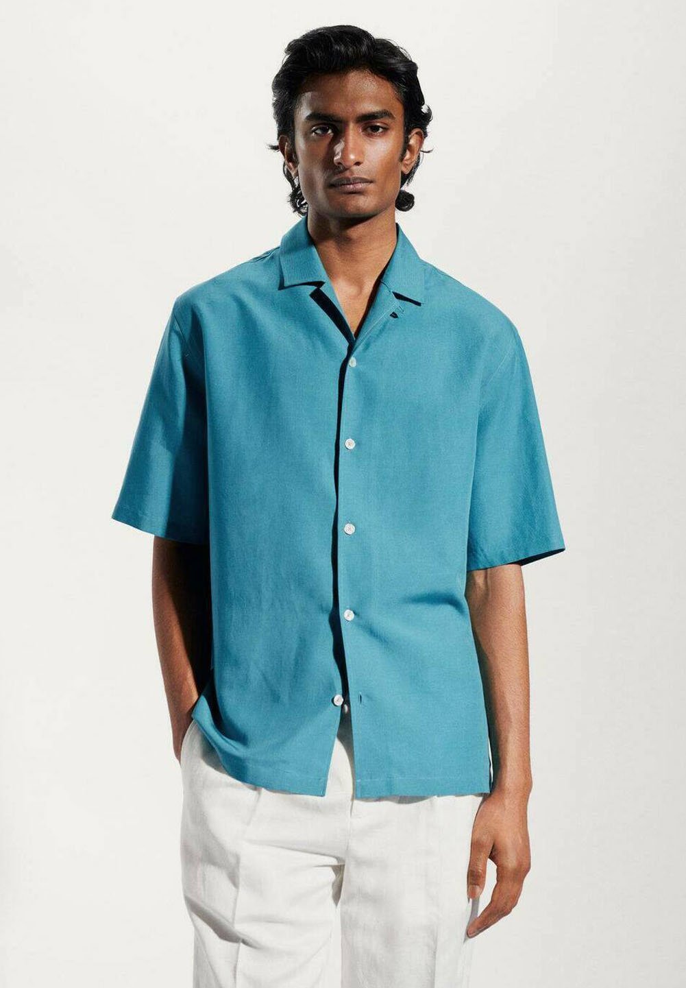 Top Sans Manches Turquoise Mango En Voile - Taille 36, Neuf Sans étiquettes