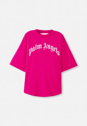CURVED LOGO OVER TEE - Print T-shirt - fuchsia/pink