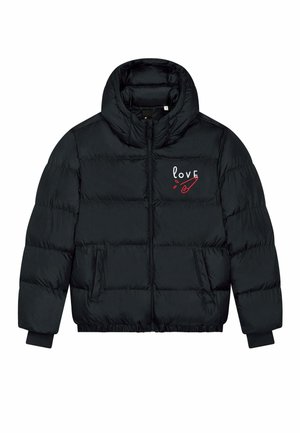 LOVE EMBROIDERY UNISEX PUFFER  - Winterjacke - black