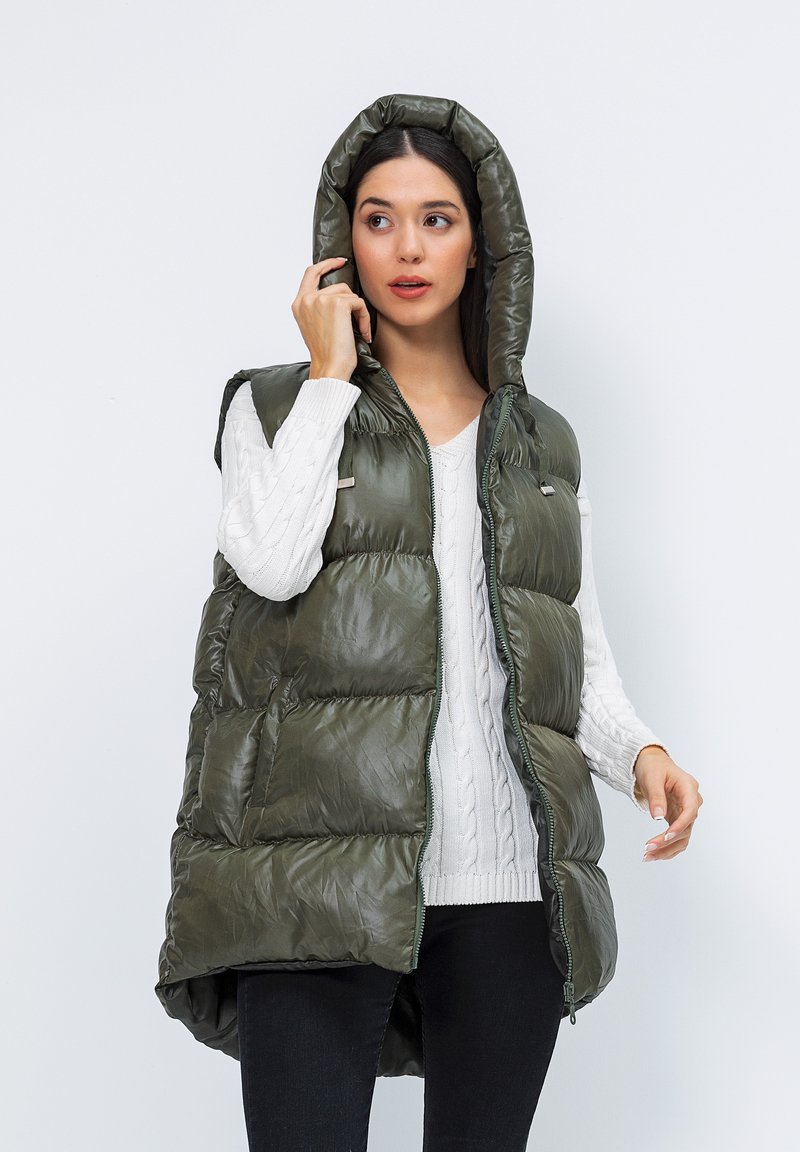 Damen Leichte Jacken | Edoardo Caravella Weste green/khaki - GD83501 Damen Leichte Jacken | Edoardo Caravella Weste green/khaki - GD83501