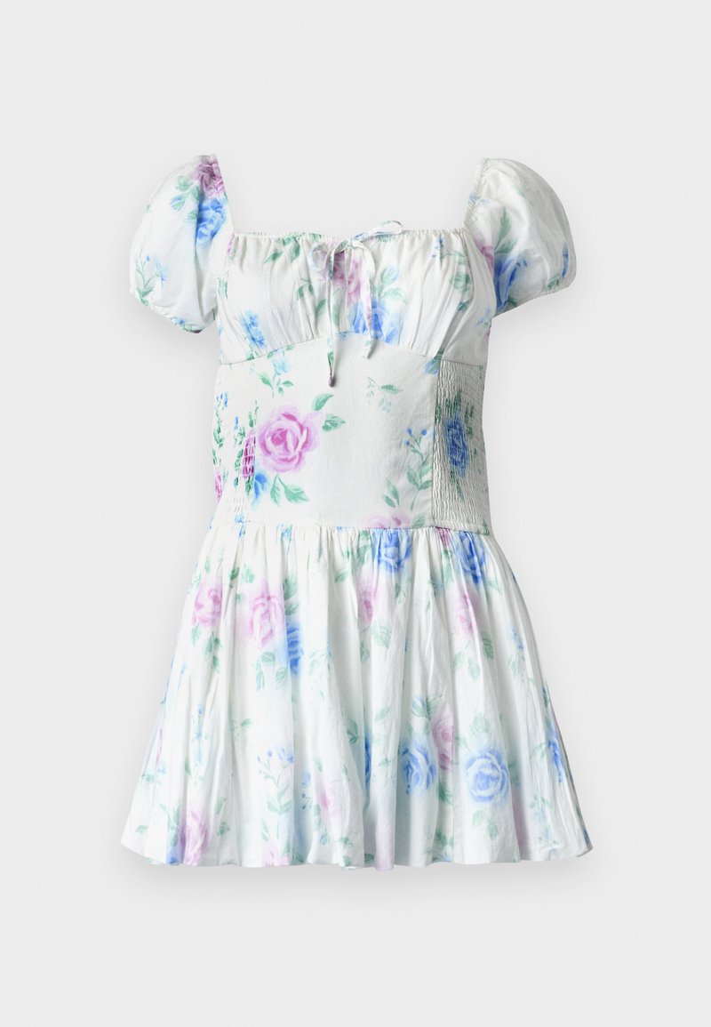 Hollister Co. Hollister Sofia Drop-Waist Bubble Skort Dress - Day dress -  bread pudding/white - Zalando.ie