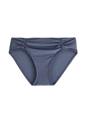 Mørkegrå bikiniunderdel med rynkede detaljer i siderne og glatte, sømløse kanter.