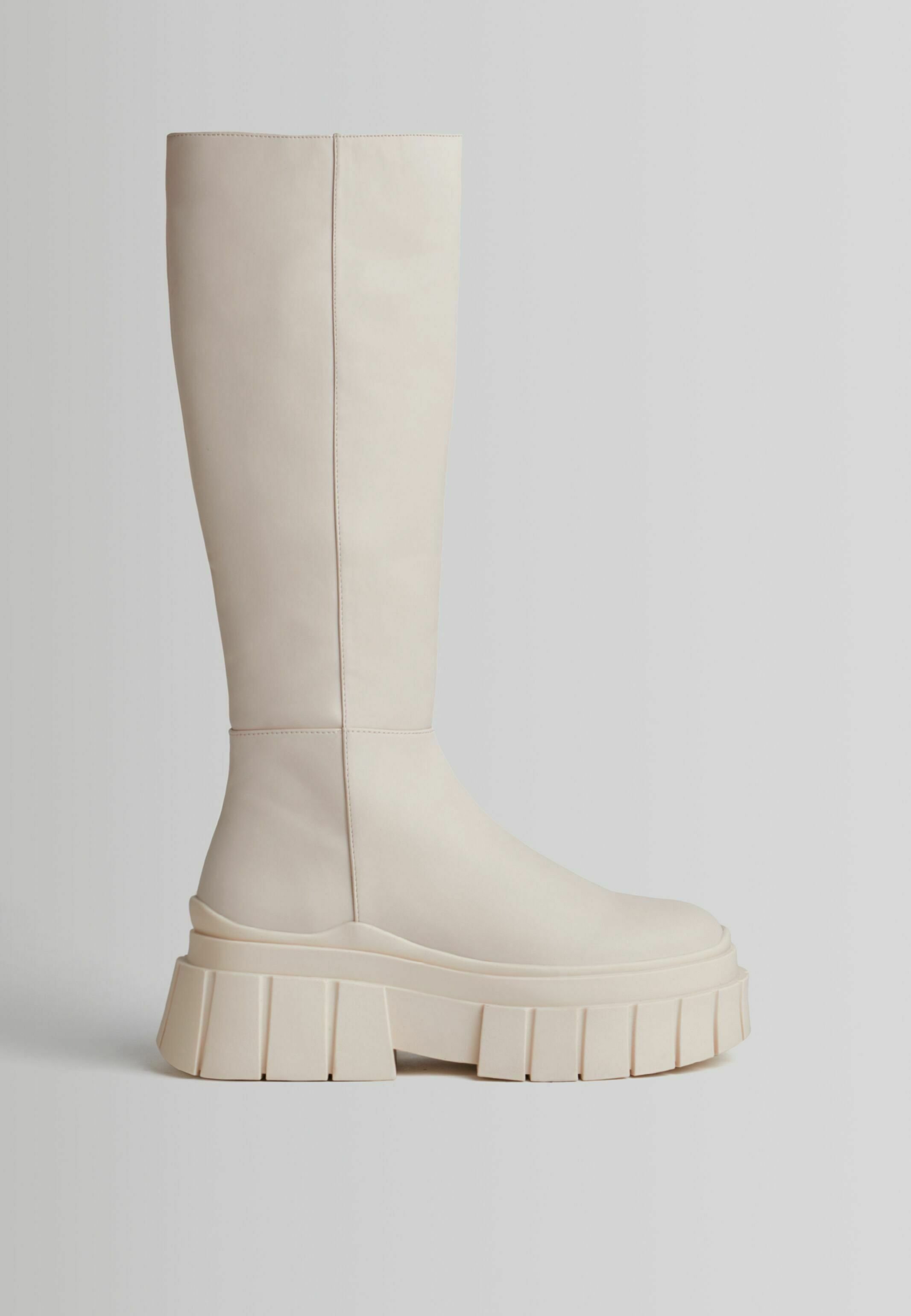 bershka white platform boots