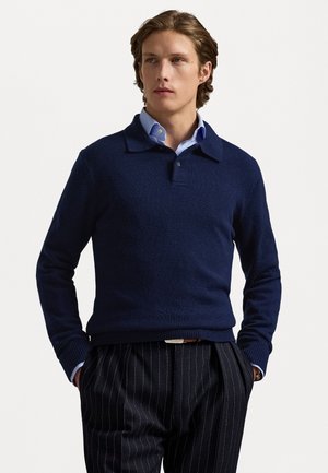 CASHMERE POLO-COLLAR SWEATER - Striktrøje - bright navy