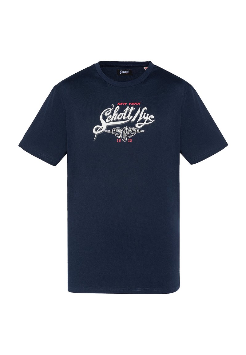 Schott T-shirt print donkerblauw