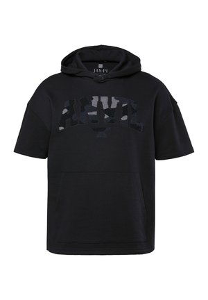 JP1880, HOODIE, STOMACH FIT, FITNESS, SHORT SLEEVE, PRINT, UP TO 7XL - Hættetrøje - black