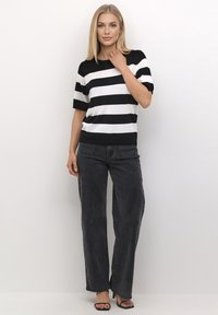 Kaffe LIZZA STRIPED - Tričko s potlačou - black chalk bold stripe