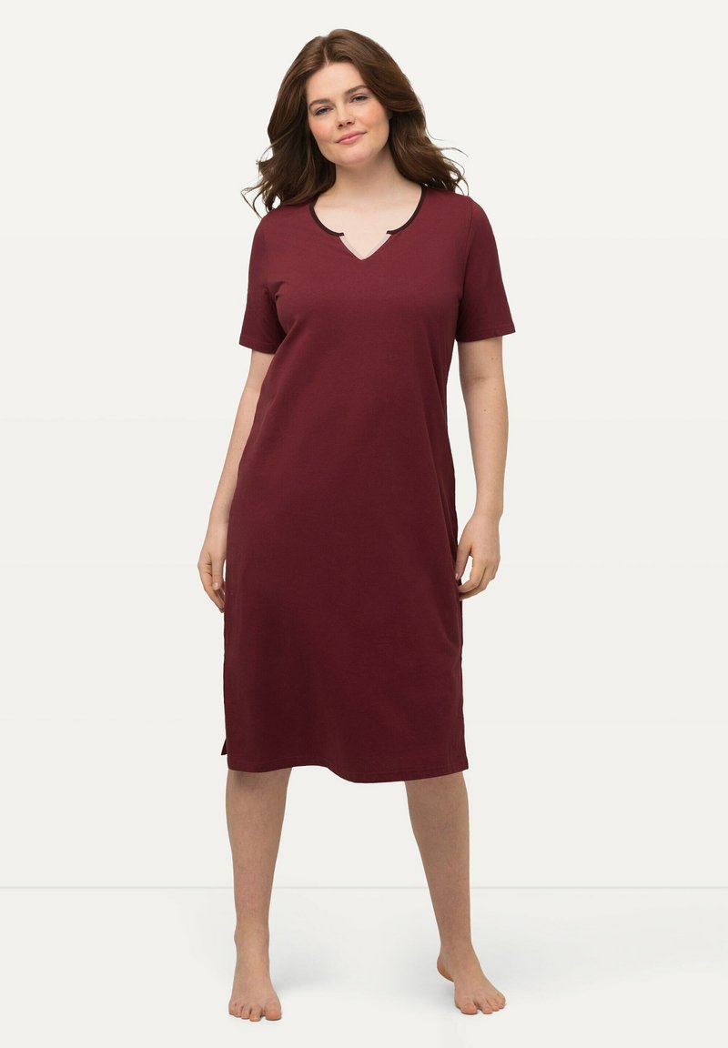 Ulla Popken Damen große Größen Übergrößen Plus Size Nachthemd, Spitze, V- Ausschnitt, Langarm