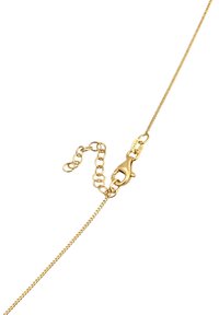 Guldkæde med en klipslås, der har et fint design og fine led. Kæden har en justerbar længde med en lille forlængelse.