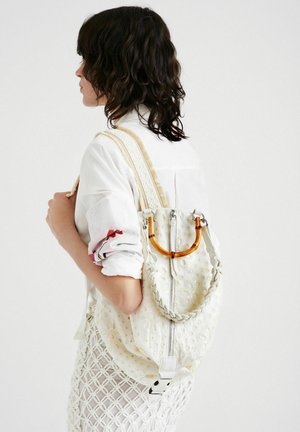 MEDIUM SIZE MULTIPOSITION ENGLISH EMBROIDERY - Mochila de senderismo - beige
