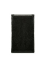 Portafoglio in pelle nera con superficie liscia, forma rettangolare e design minimalista. Non presenta hardware o motivi visibili.